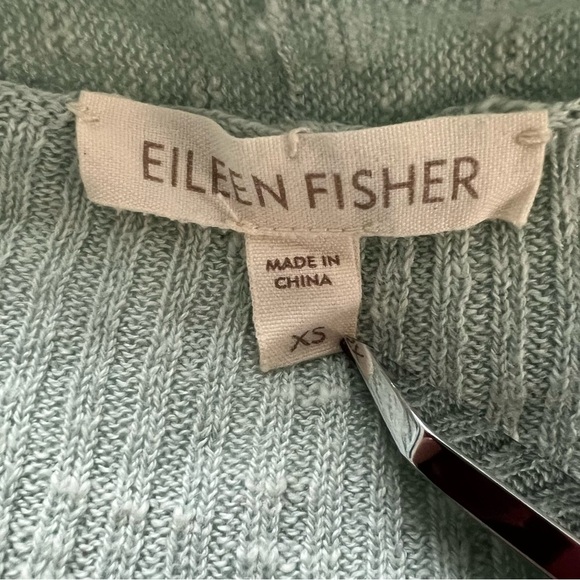 Eileen Fisher Arora Mint Green Linen Blend Open Front Waterfall Cardigan Size XS - Picture 5 of 7